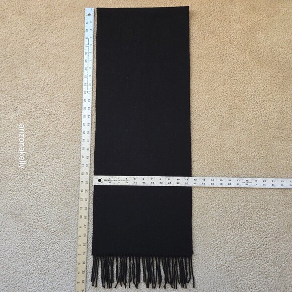 Black Cashmere Scarf With Fringe - Picture 2 of 11